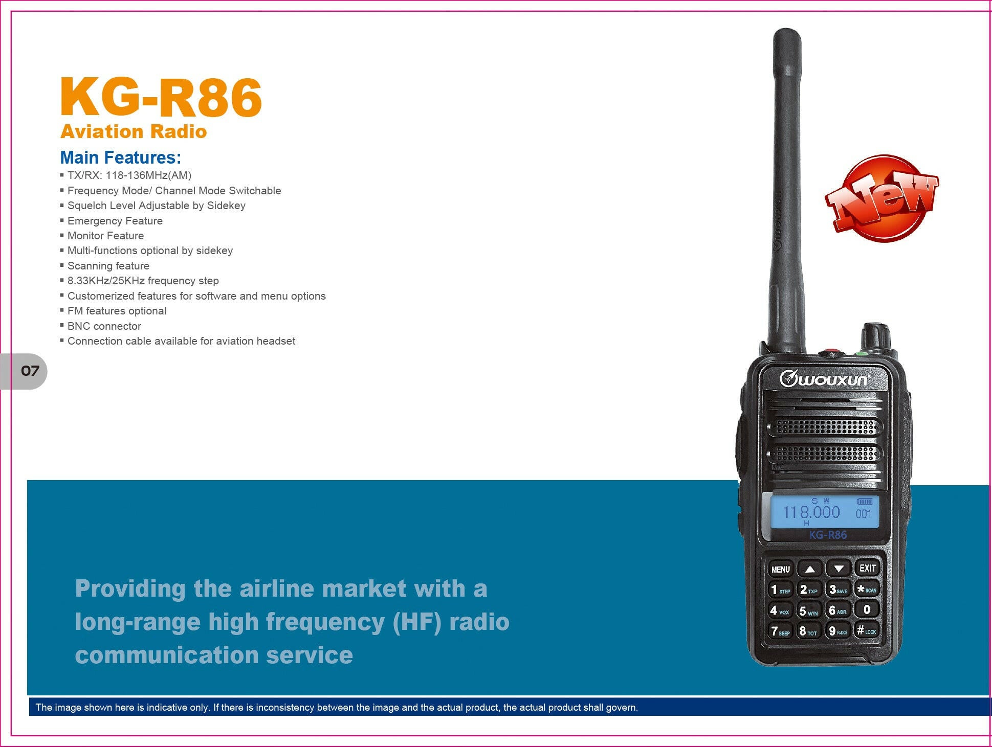 Wouxun Airband Radio KG - R86 - for aviation communication - MicroAvionics